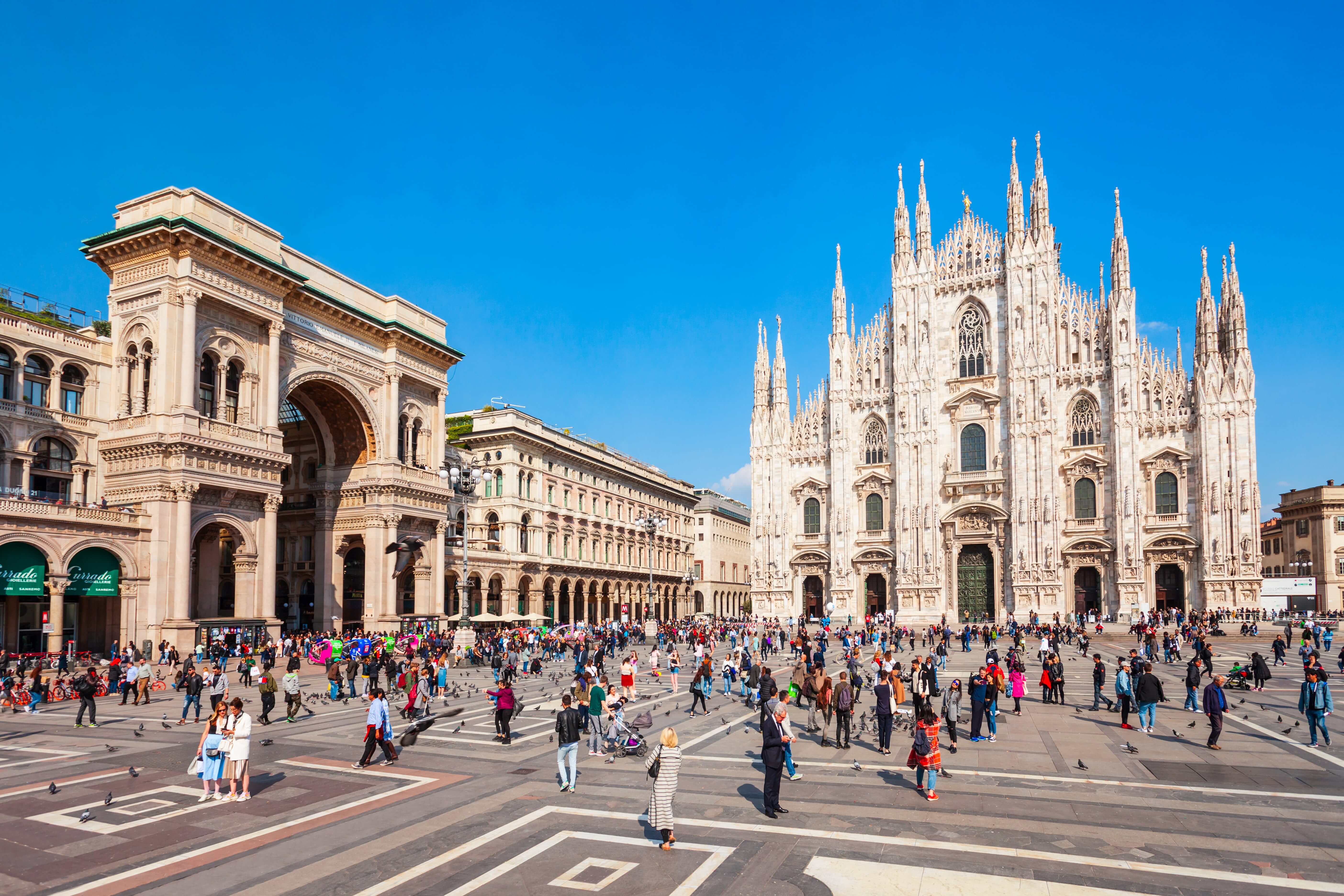 Milan Cathedral or Duomo di Milano is the cathedral church located at the Piazza del Duomo square in Milan city in Italy